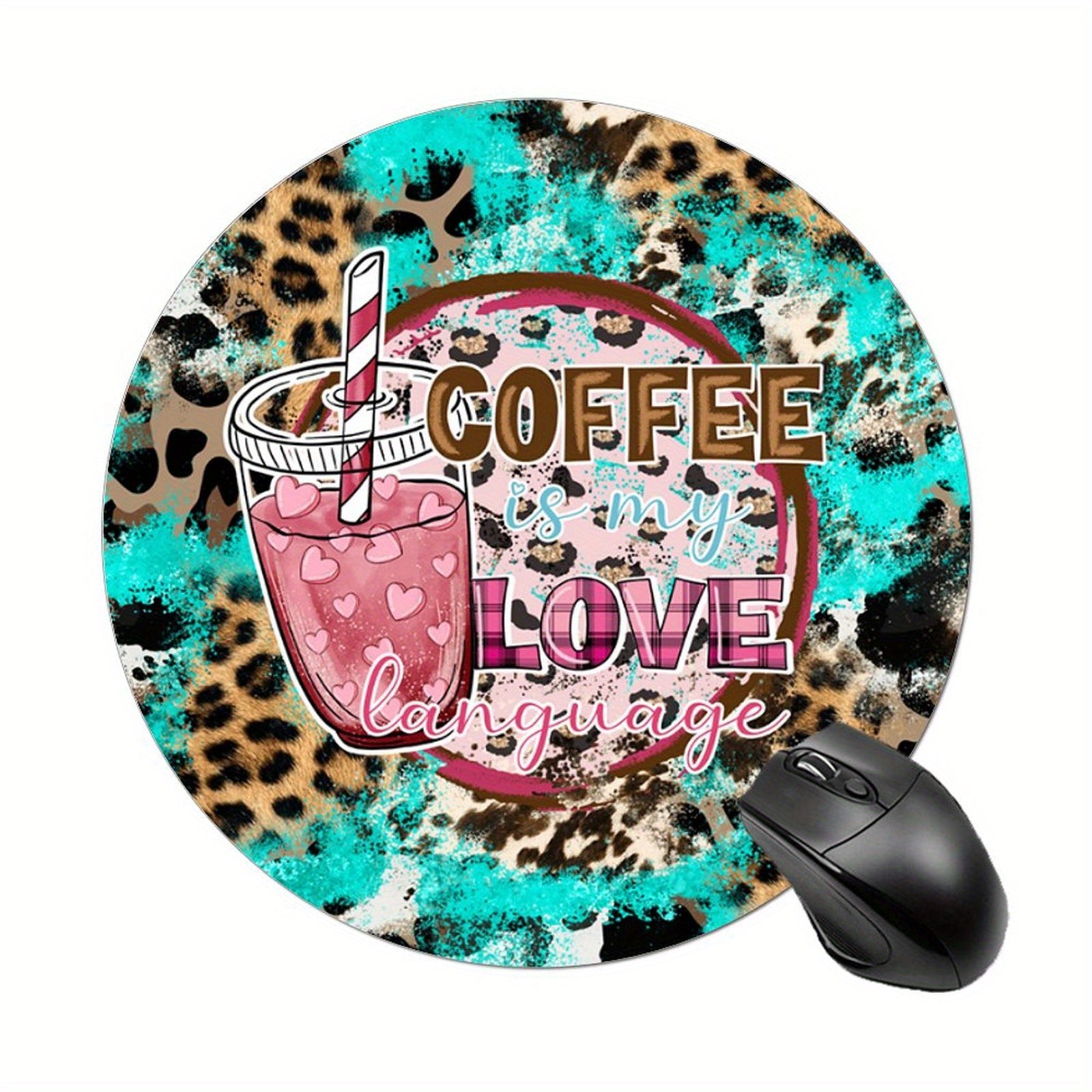 Coffee Quotes Round Mouse Pad Non Slip Rubber Base Mousepad