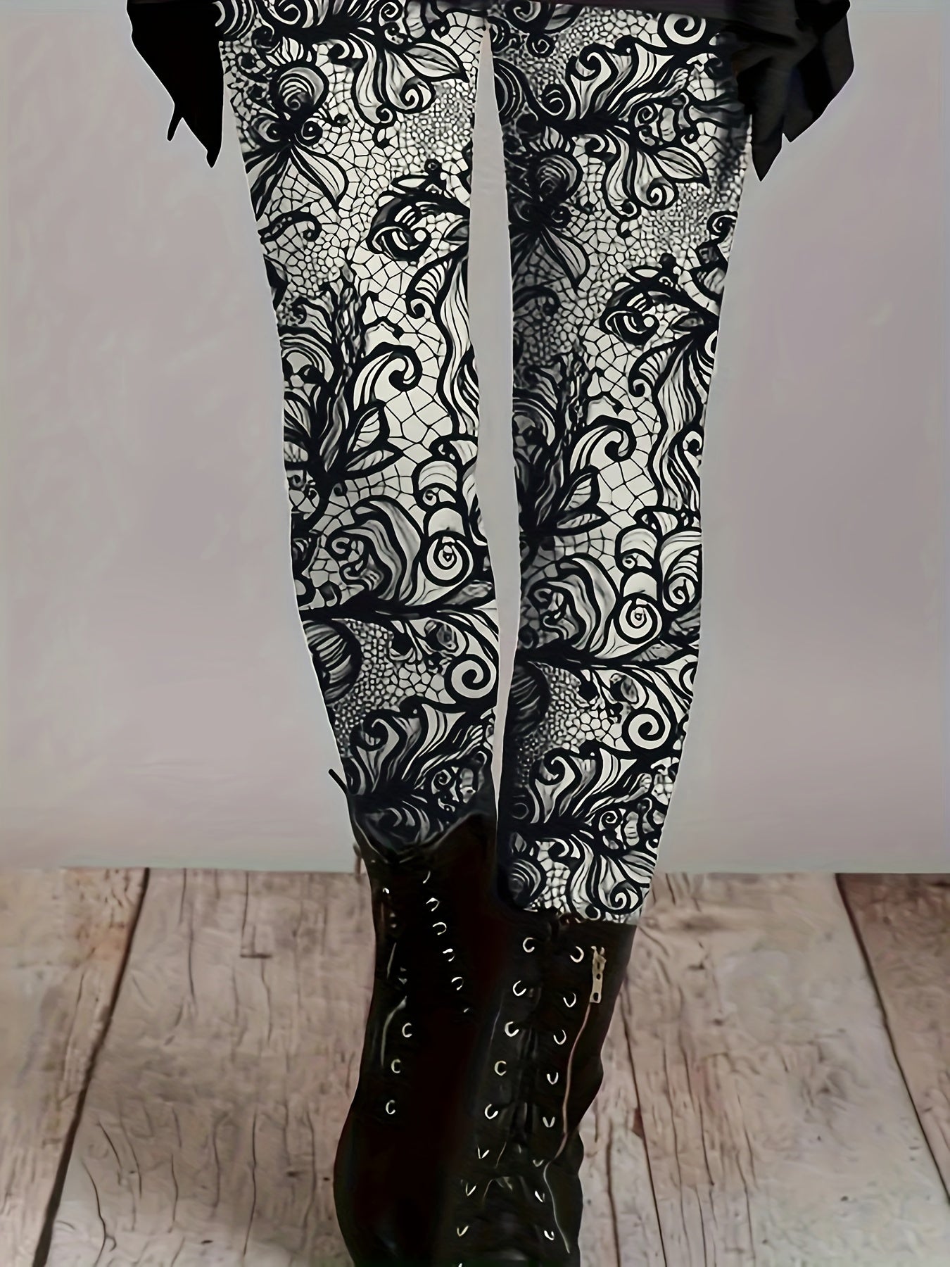 Floral Print Stretch Skinny Leggings