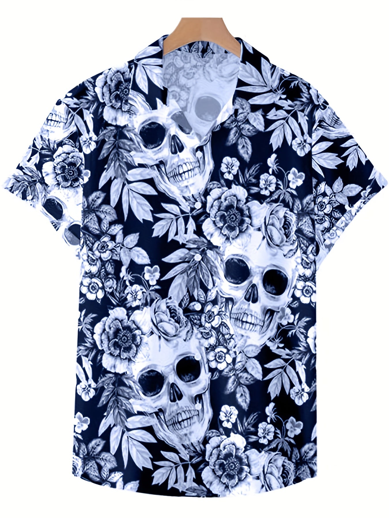 Skull Print Men's Casual Short Sleeve Shirt