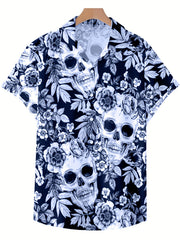 Skull Print Men's Casual Short Sleeve Shirt