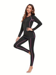 Women's Thermal Underwear Set Crew Neck Tops & Pants