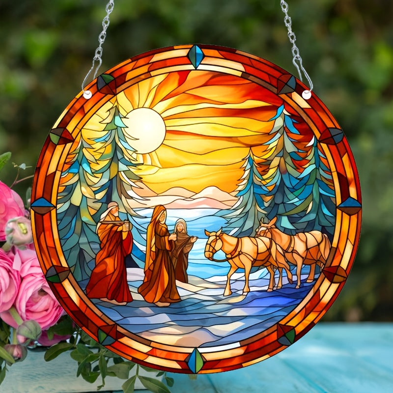 Church Totem Dye Sun Catcher Hanging Window Christmas Gift Home Decor