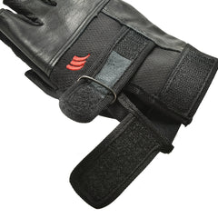 Men's PU Leather Gym Gloves with Wrist Wrap - Fitness & Training