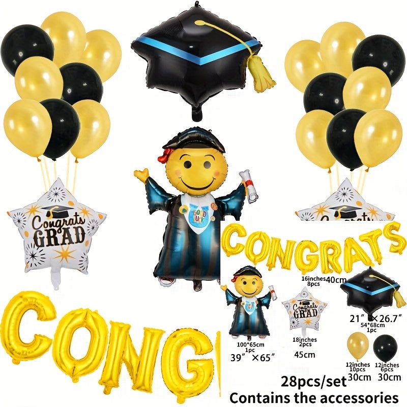 Preschool Graduation Hat Balloon Set for Silvery Graduation Decoration