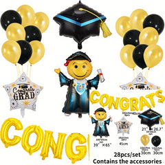 Preschool Graduation Hat Balloon Set for Silvery Graduation Decoration