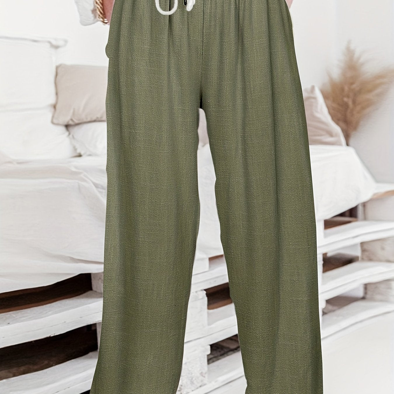 High Waist Wide Leg Sports Pants With Pockets Women's Activewear