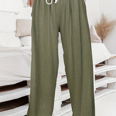 High Waist Wide Leg Sports Pants With Pockets Women's Activewear