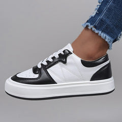 Women's Colorblock Platform Skate Shoes Breathable Low Top Sneakers