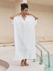 Vacay Kaftan Cover Up Women's Plus Solid Batwing Sleeve