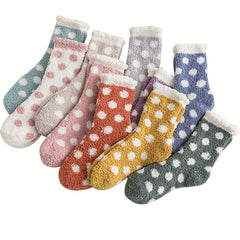 Polka Dot Fuzzy Socks Warm Mid Tube Women's Stockings