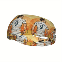 Messi Soccer Headband Number 9 Orange Yellow Gradient Sports Headband