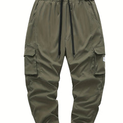 Men's Drawstring Cargo Trousers Loose Jogger Pants