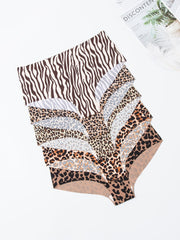 5pcs Seamless Leopard Briefs Comfy & Breathable Panties