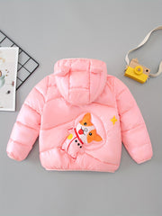 Hooded Coat For Toddlers Winter Windproof Monkey Prints Fleece Snowsuit Outwear