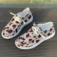 Cow Pattern Flat Boat Shoes Casual Versatile Wear Resistance Loafers Shoes