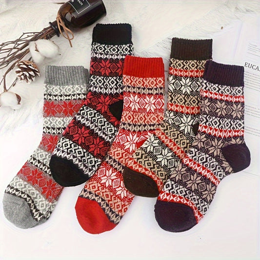 Men's Ethnic Striped Crew Socks Warm Thermal Breathable Casual Socks