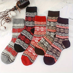 Men's Ethnic Striped Crew Socks Warm Thermal Breathable Casual Socks