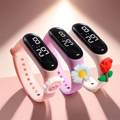 3pcs Doll LED Touchscreen Wristwatch Set - Pink Purple Floral Lollipop Designs