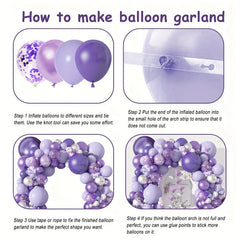 145pcs Baby Shower Decorations Purple Balloon Kit with Butterfly Sticker