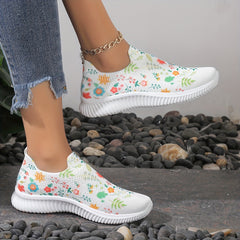 Women's Butterfly & Floral Pattern Mesh Tennis Sports Shoes Lightweight