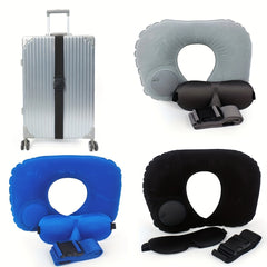 3pc Travel Set Luggage Strap, Eye Mask, U-shaped Pillow Portable Accessories
