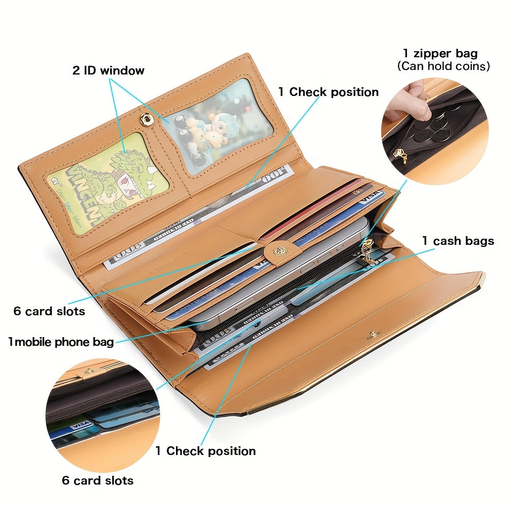 Women's Patent Leather Clutch Wallet Snap Closure