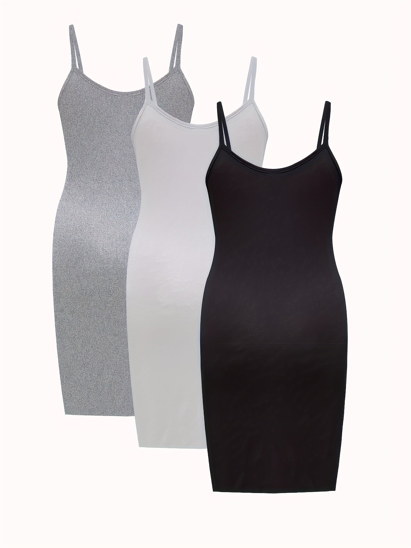 3 Pack Sexy Lounge Dress Set Women's Plus Solid Scoop Neck Medium Stre
