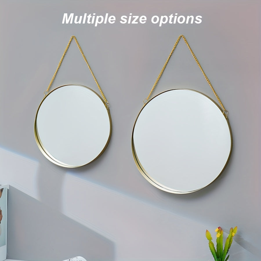 Round Wall Mirror with Chain for Home Decor