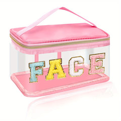 Chenille Letter Clear Makeup Bag Waterproof Glitter Cosmetic Handbag