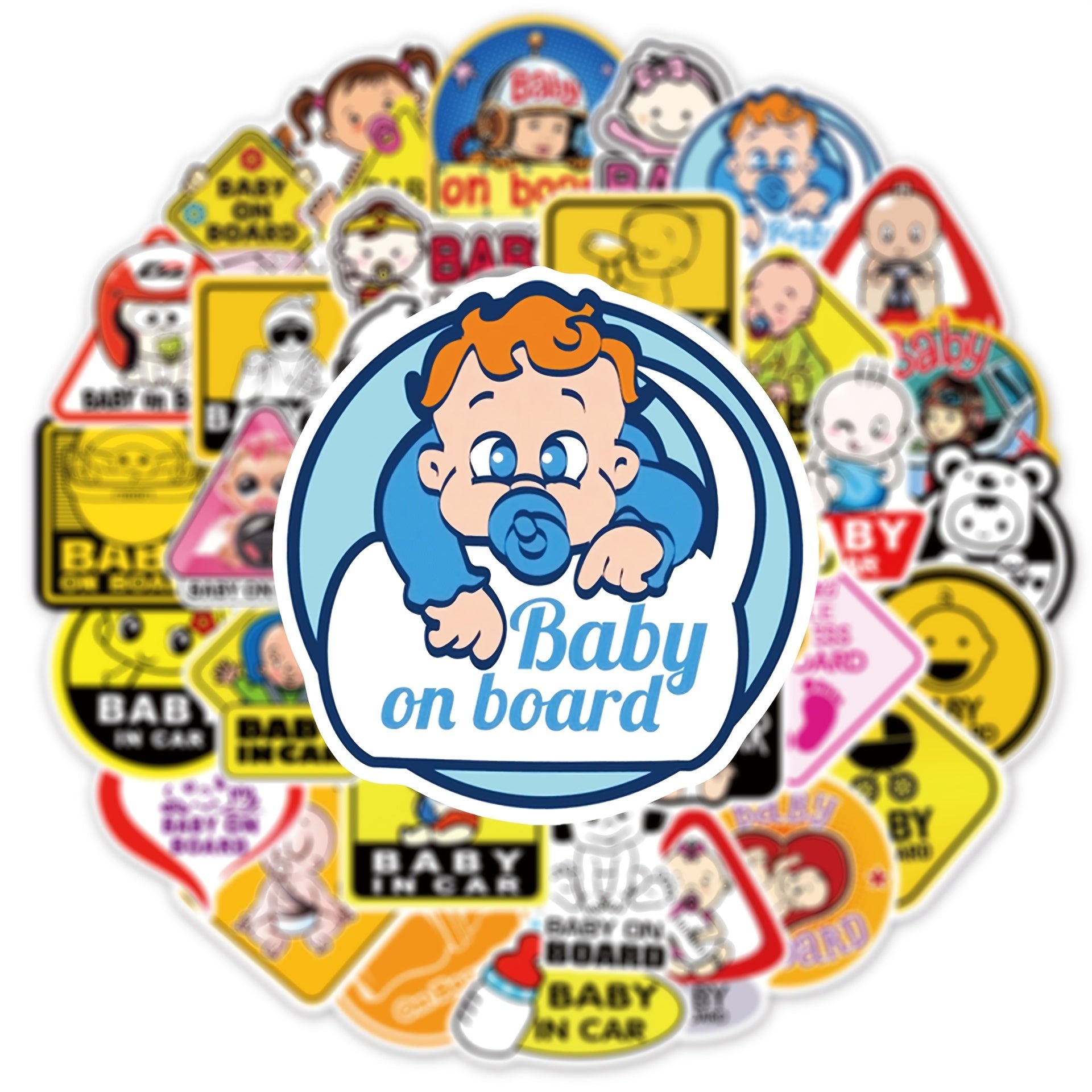 50 Baby On Board Car Doodle Stickers for Strollers