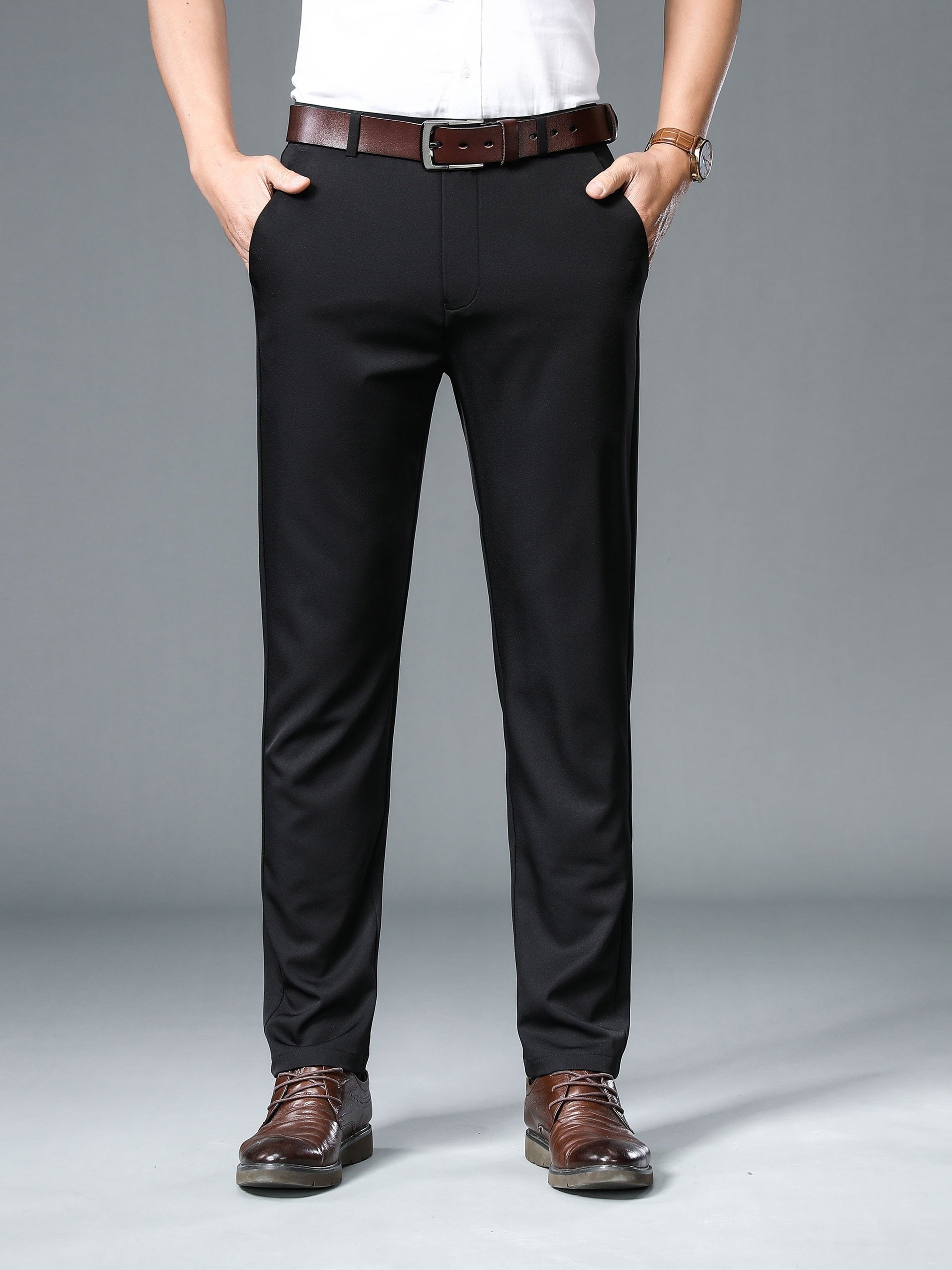 Men's Summer Dress Pants Classic Straight Leg Business Formal