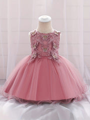 Girls Butterfly Embroidery Princess Dress Baby Birthday Party Dress