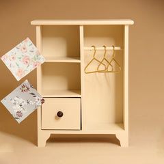 1:12 Scale French Wooden Wardrobe Display BJD Scene Ornament with Stickers
