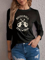 Women's Guitar Print Long Sleeve Tee