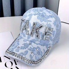 Rhinestone TAKE Baseball Cap Sunshade Hat Lace Cap
