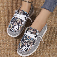 Women's Sunflower Print Canvas Shoes Low Top Lightweight Sneakers