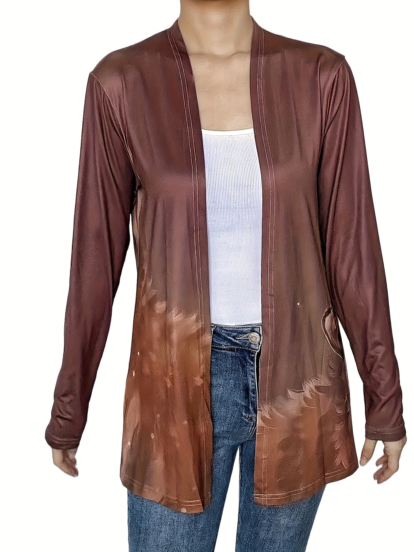 Women's Fox Print Open Front Cardigan