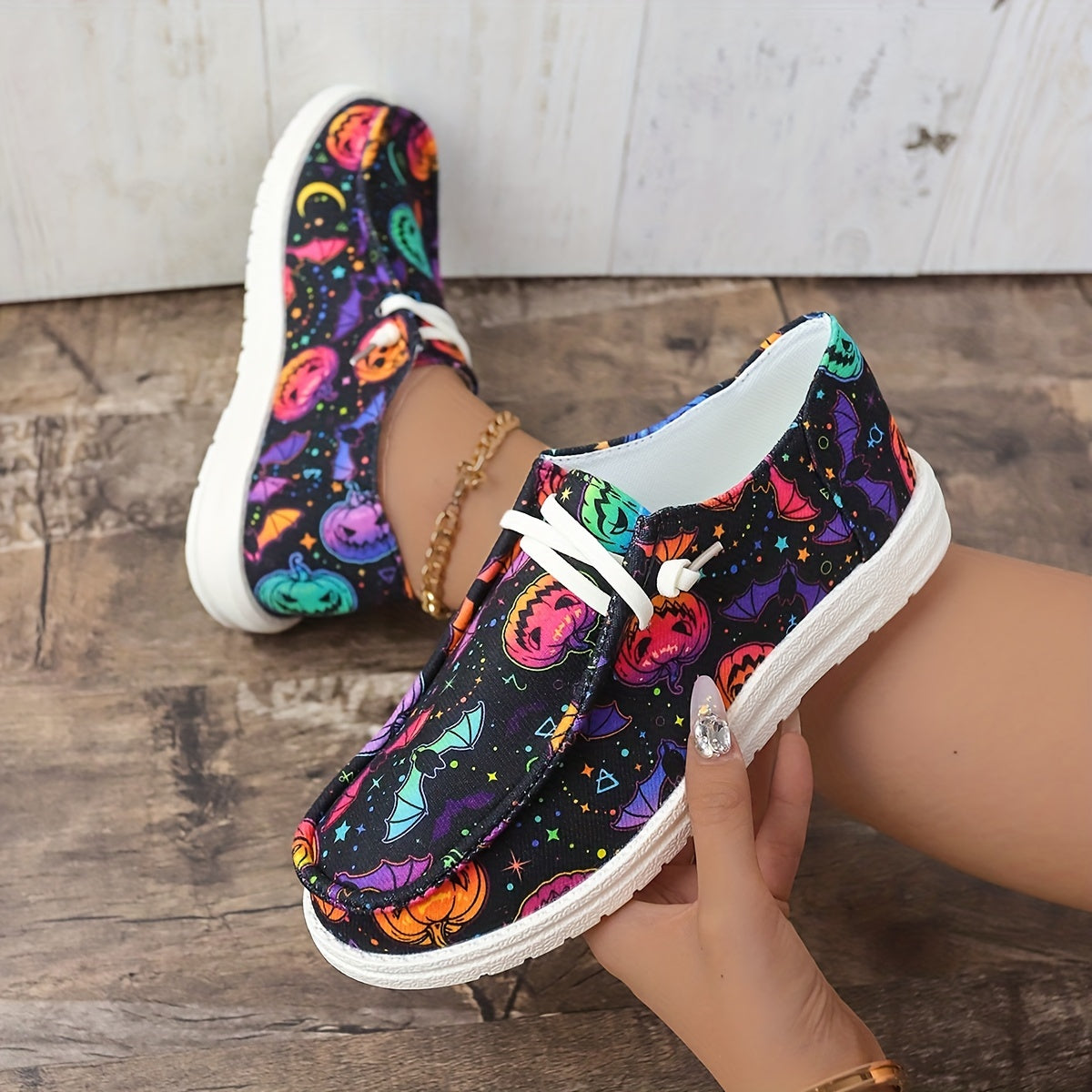 Halloween Scary Pumpkin Ghost Pattern Slip On Sneakers