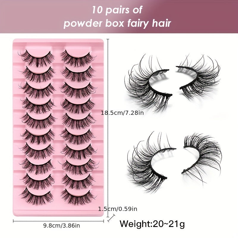 10 Pairs Fluffy Wispy False Eyelashes for Stage Party and Everyday Makeup