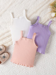3pcs Girls Stretchy Sleeveless Cami Tops for Summer