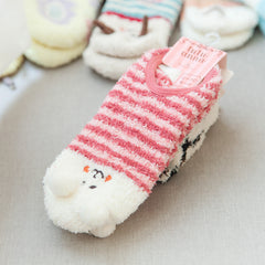 2 Pairs Women's Casual & Ankle Socks - Thick & Warm Cartoon Animal Design