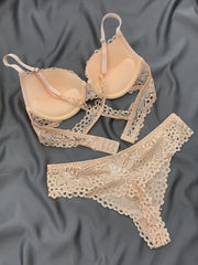 Cross Back Push Up Lingerie Set Micro Elastic Bra & Bikini Panty