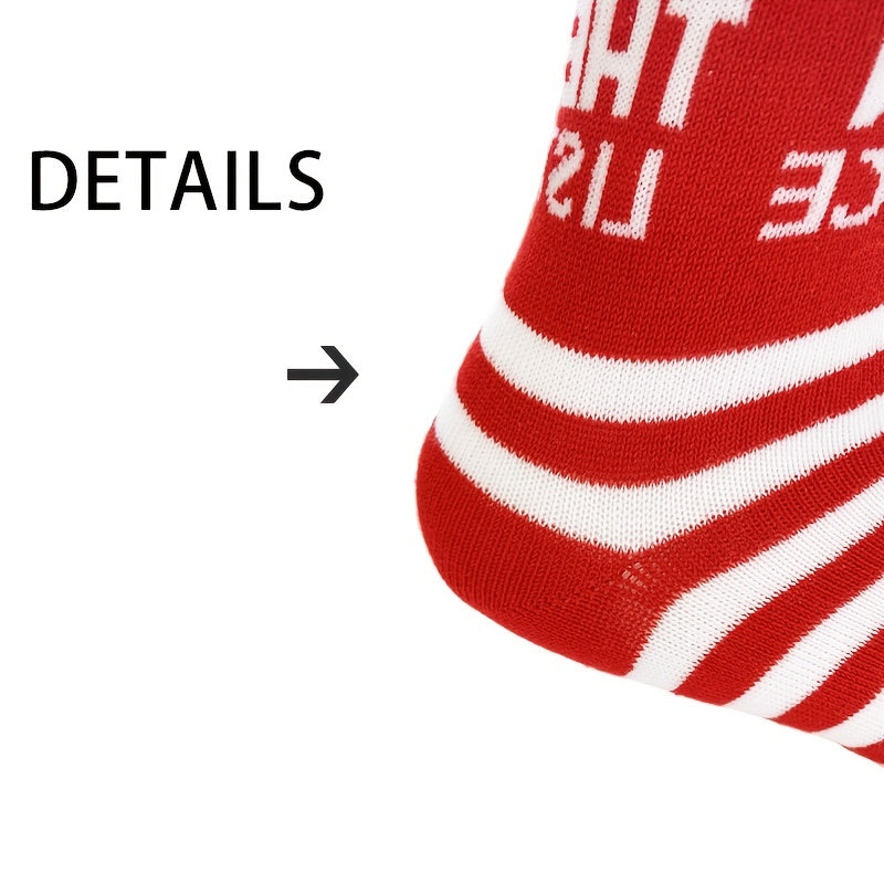 Red Santa Pattern Cotton Christmas Socks