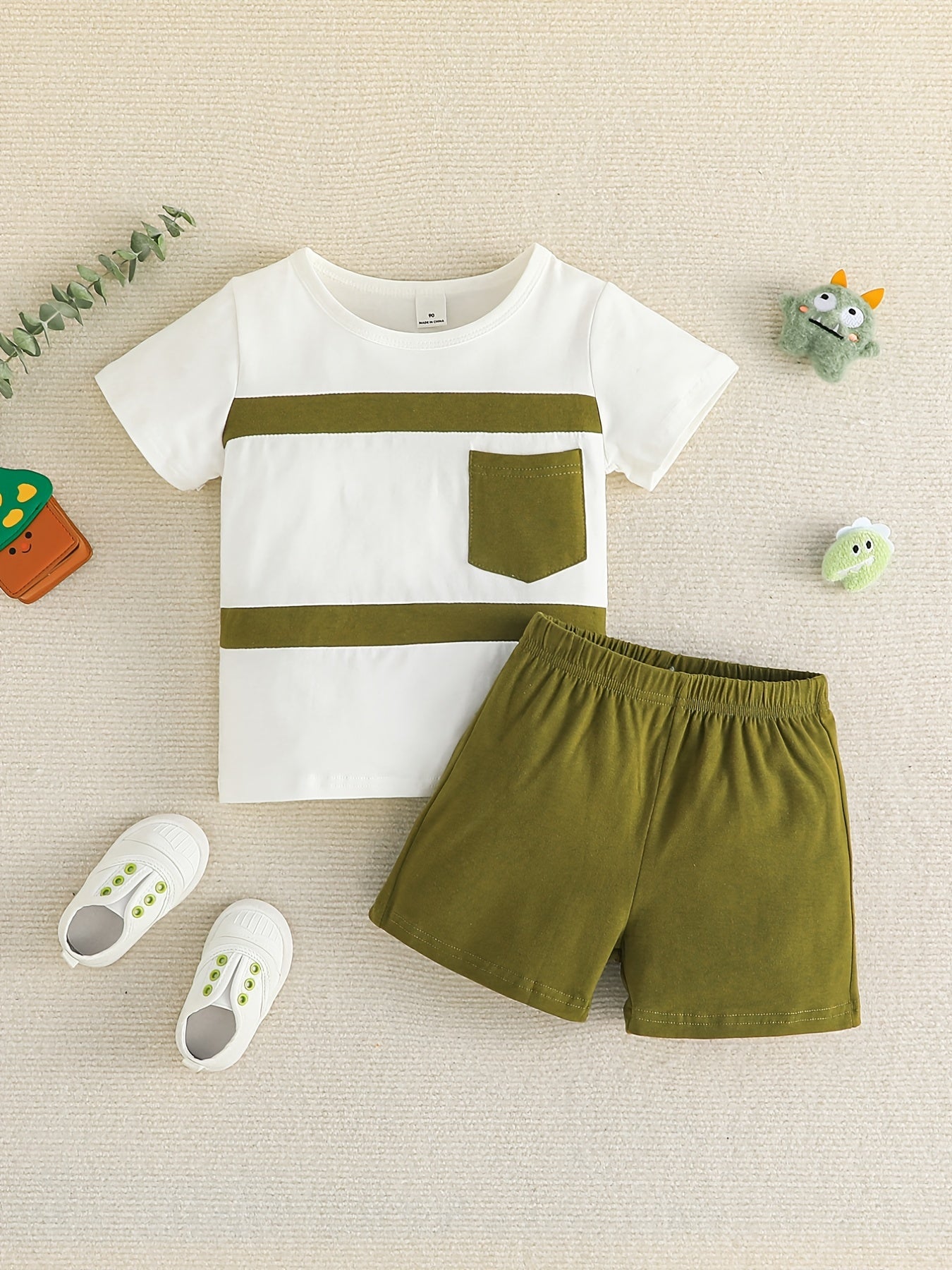 2pcs Baby Boys Casual T-shirt & Shorts Set