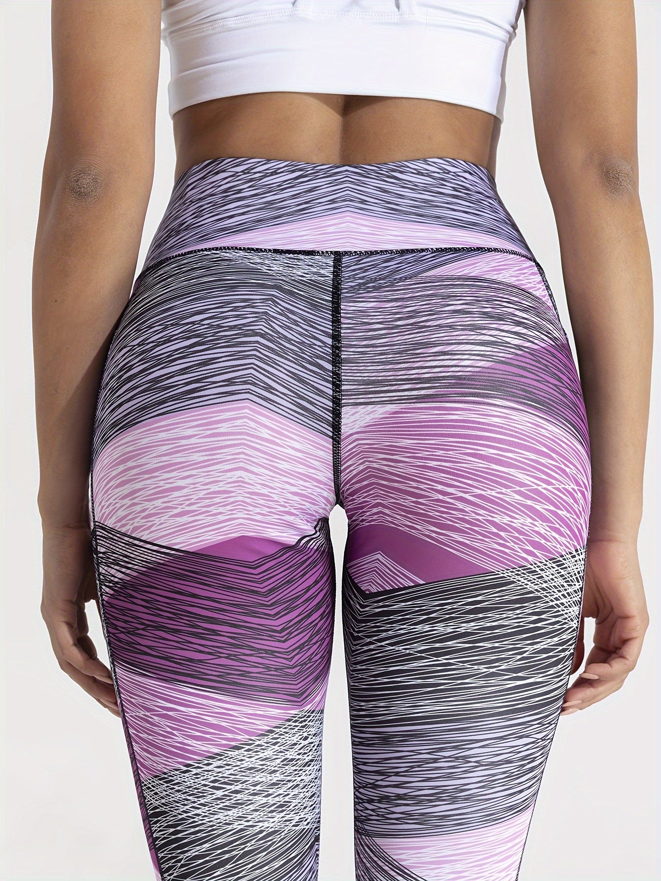 Geometric Block Yoga Pants High Stretch Fitness Leggings