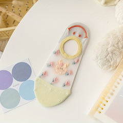 Girls Flower Silk Boat Socks Breathable Comfy Invisible Socks for Summer Kids