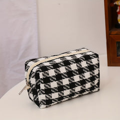 Plaid Pattern Makeup Bag Zipper Pouch Toiletry Organizer Women Girls