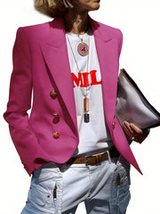 Double Breasted Lapel Blazer Solid Open Front Long Sleeve