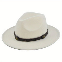 Men's Vintage Woolen Top Hat Flat Brim Felt Hat