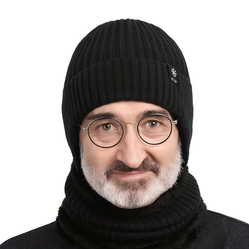 Winter Knitted Beanie Hat for Old Man Dad Grandpa Thickened Ear Protection